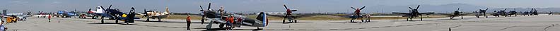 Panoramic view of the warbirds on the ramp